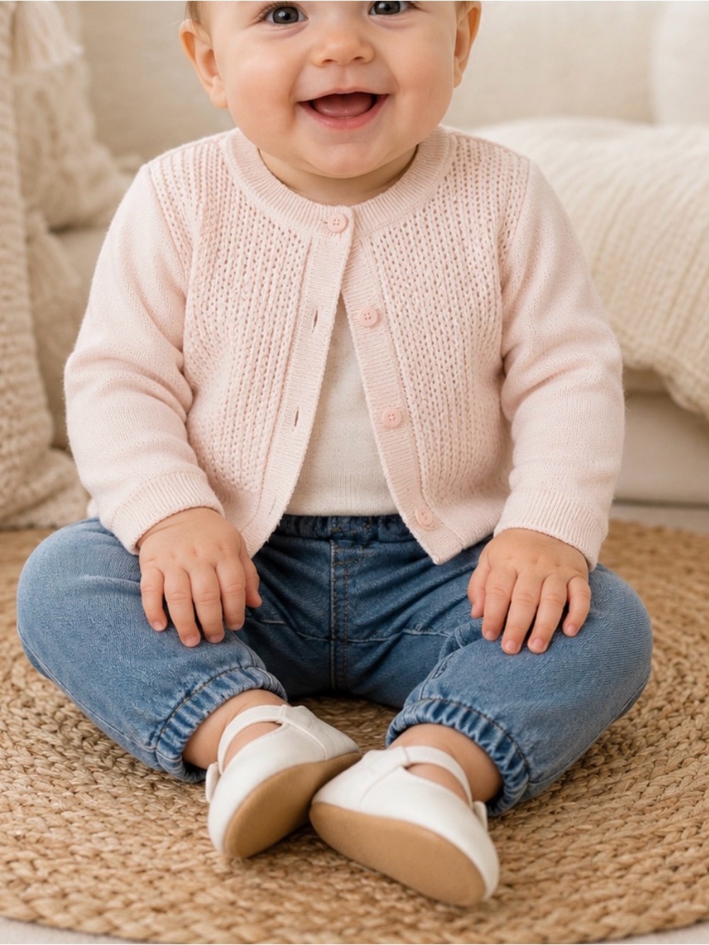 GAP Pale Pink Knit Baby Cardigan